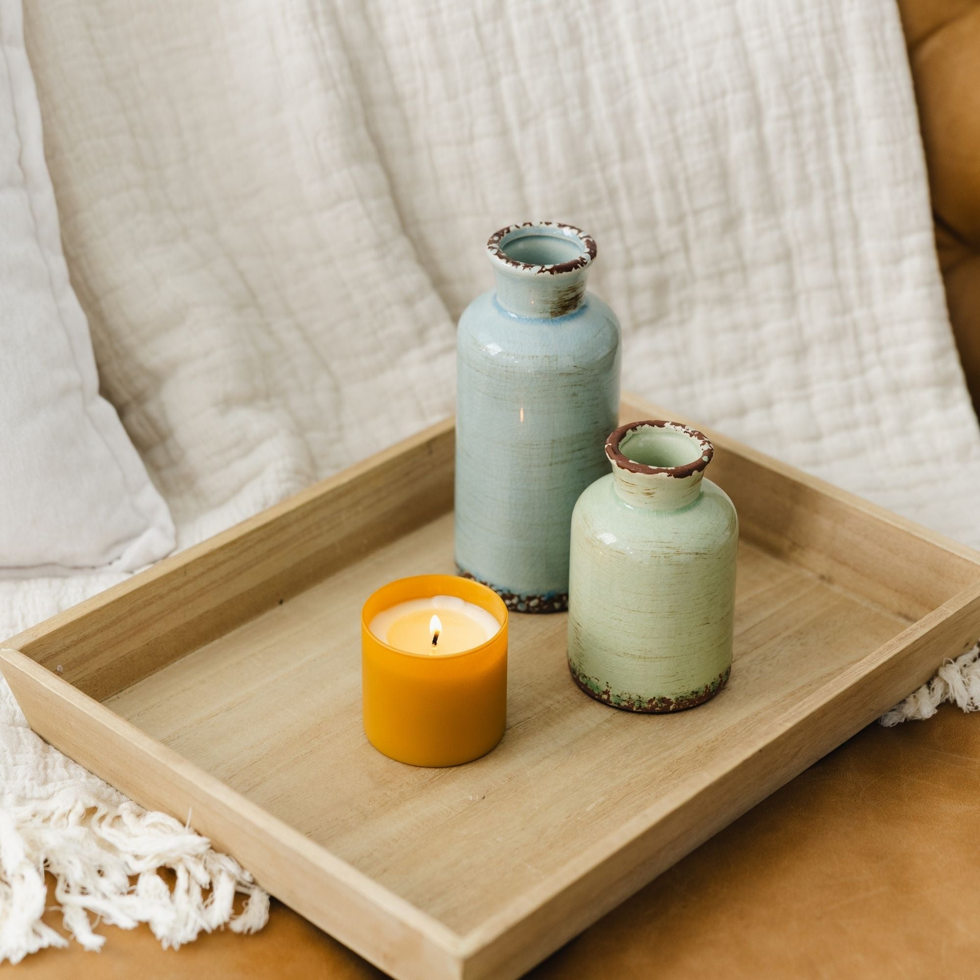 Vetiver + Tonka Soy Candle in a Matter Gold Glass Tumbler - Calyan