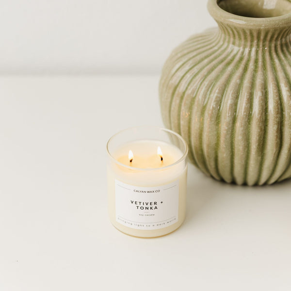 Vetiver + Tonka Glass Tumbler Soy Candle - Calyan Wax Co.