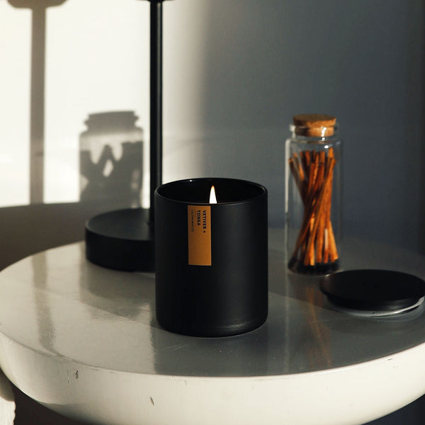 Vetiver + Tonka Matte Black Tumbler - Calyan Wax Co.