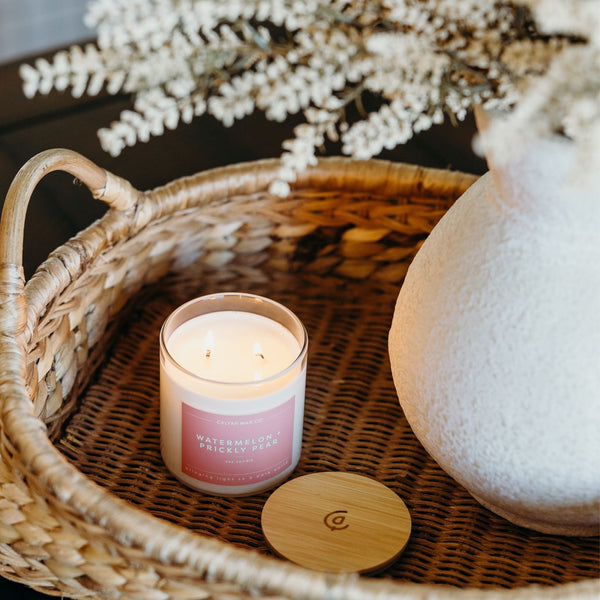 Watermelon + Prickly Pear Glass Tumbler Soy Candle | Seasonal Fragrance - Calyan Wax Co.