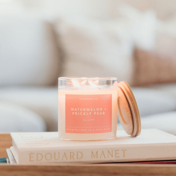 Watermelon + Prickly Pear Glass Tumbler Soy Candle | Seasonal Fragrance - Calyan Wax Co.