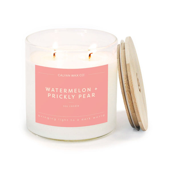 Watermelon + Prickly Pear Glass Tumbler Soy Candle | Seasonal Fragrance - Calyan Wax Co.