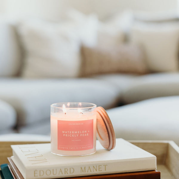 Watermelon + Prickly Pear Glass Tumbler Soy Candle | Seasonal Fragrance - Calyan Wax Co.