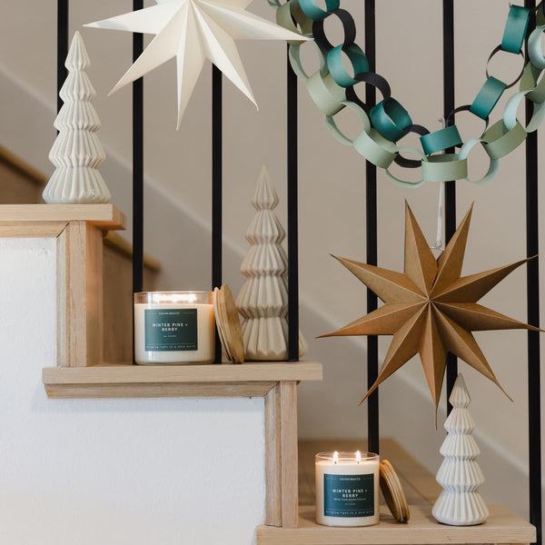 Winter Pine + Berry 3-Wick Clear Glass Tumbler Soy Candle - Calyan Wax Co.