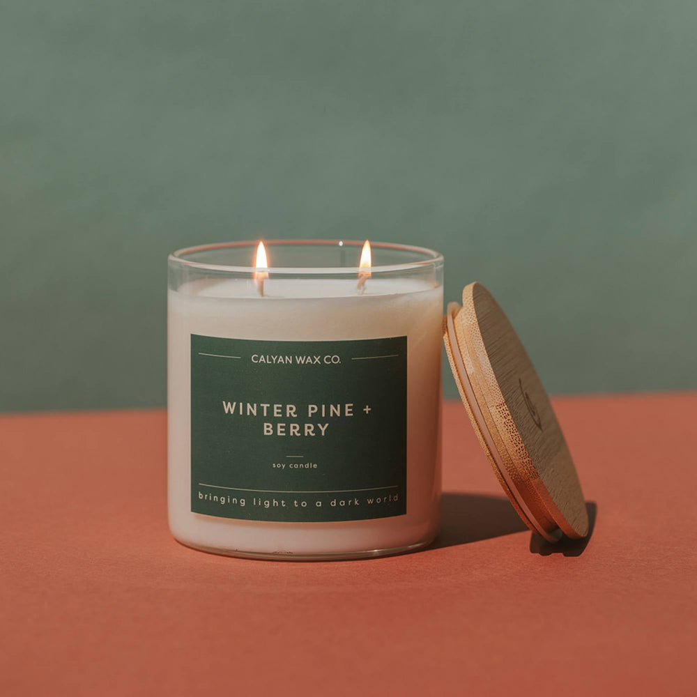 Winter Pine + Berry Glass Tumbler Soy Candle - Calyan Wax Co.