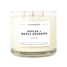 Load image into Gallery viewer, Apples + Maple Bourbon 3-Wick Clear Glass Tumbler Soy Candle
