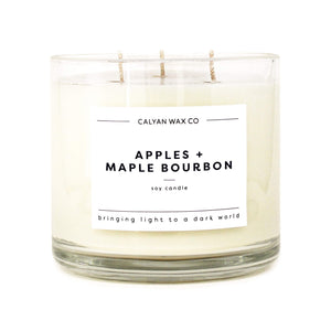 Apples + Maple Bourbon 3-Wick Clear Glass Tumbler Soy Candle