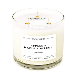 Apples + Maple Bourbon 3-Wick Clear Glass Tumbler Soy Candle