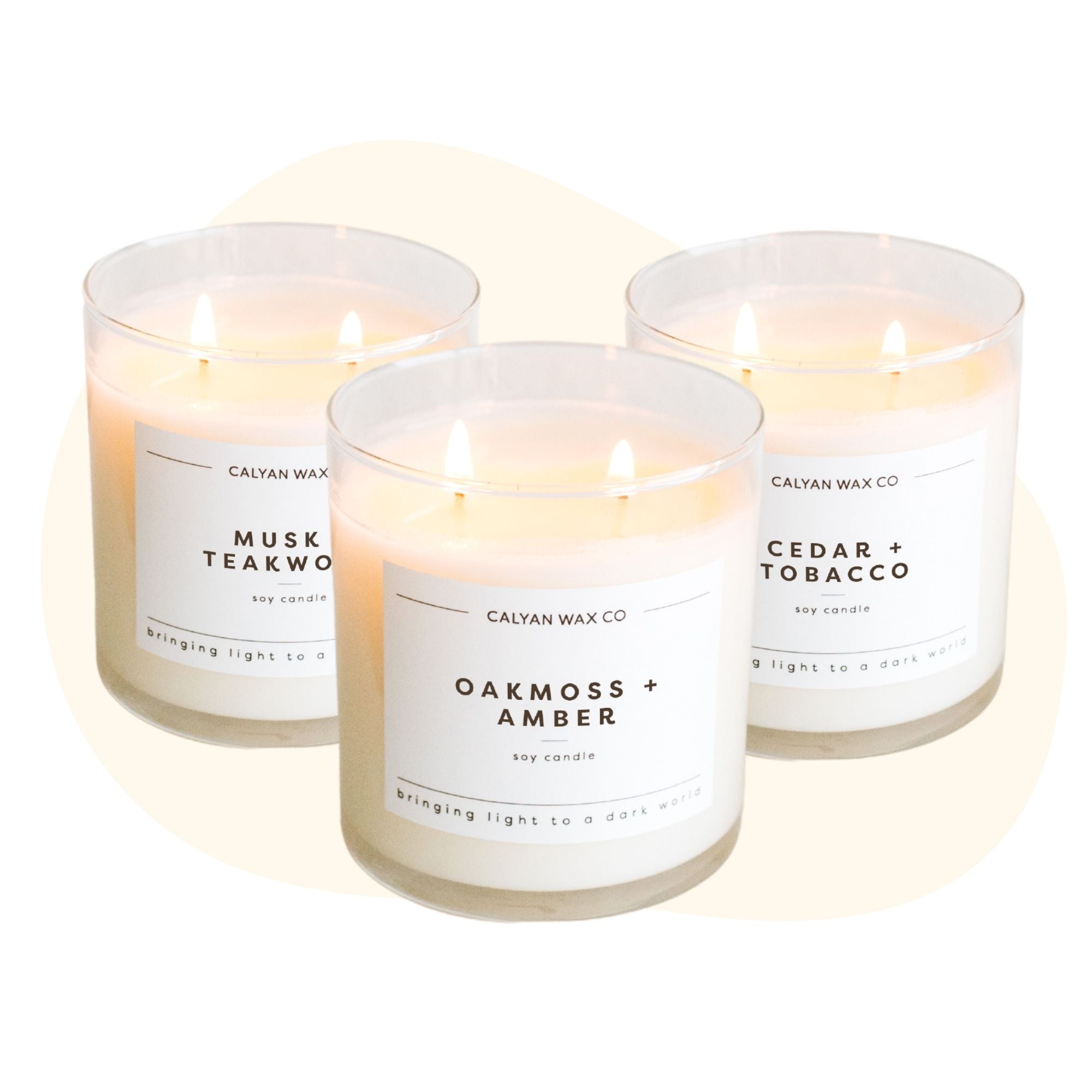 3 Earthy-Scented Soy Candles, 110 Hours Of Scent