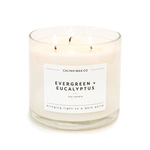 Evergreen + Eucalyptus 3-Wick Clear Glass Tumbler Soy Candle