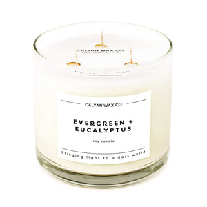 Evergreen + Eucalyptus 3-Wick Clear Glass Tumbler Soy Candle