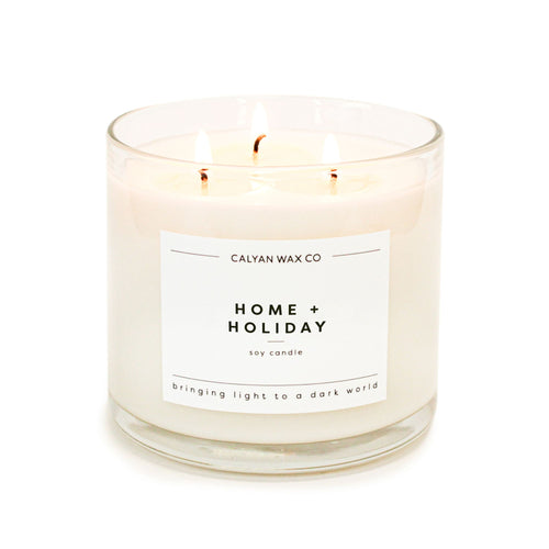 Home + Holiday 3-Wick Clear Glass Tumbler Soy Candle