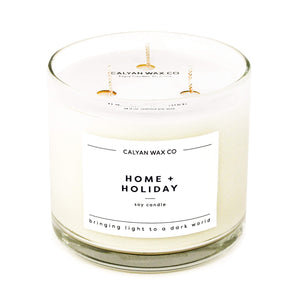 Home + Holiday 3-Wick Clear Glass Tumbler Soy Candle