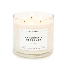 Load image into Gallery viewer, Lavender + Bergamot 3-Wick Clear Glass Tumbler Soy Candle