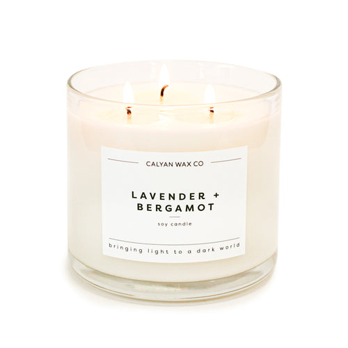 Lavender + Bergamot 3-Wick Clear Glass Tumbler Soy Candle