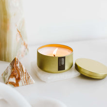 Load image into Gallery viewer, Lavender + Bergamot Gold Metal Tin Soy Candle