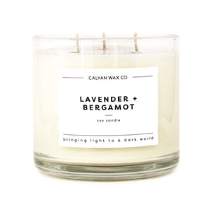 Lavender + Bergamot 3-Wick Clear Glass Tumbler Soy Candle