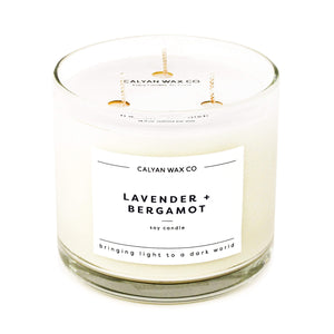 Lavender + Bergamot 3-Wick Clear Glass Tumbler Soy Candle