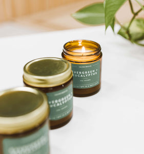 12 Pack of Mini Amber Jars - Evergreen + Eucalyptus