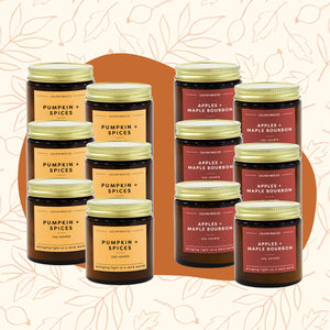 12 Pack of Mini Amber Jar Soy Candles - Fall Scents