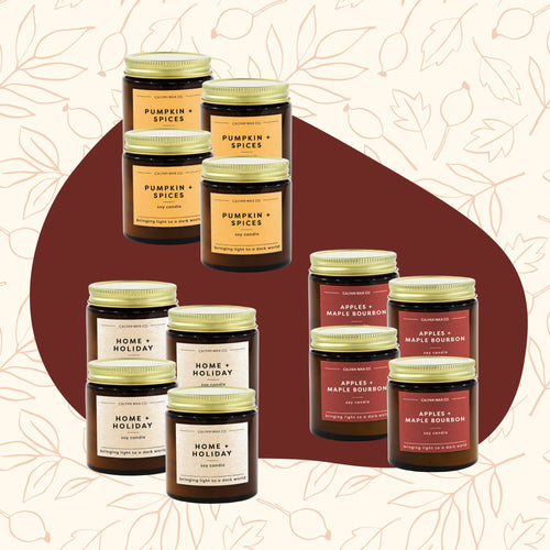 12 Pack of Mini Amber Jar Soy Candles - Holiday Scents
