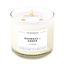 Load image into Gallery viewer, Oakmoss + Amber 3-Wick Clear Glass Tumbler Soy Candle