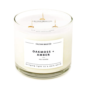 Oakmoss + Amber 3-Wick Clear Glass Tumbler Soy Candle