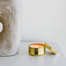 Load image into Gallery viewer, Seaside + Citrus Gold Metal Tin Soy Candle