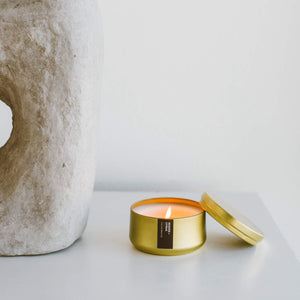 Seaside + Citrus Gold Metal Tin Soy Candle