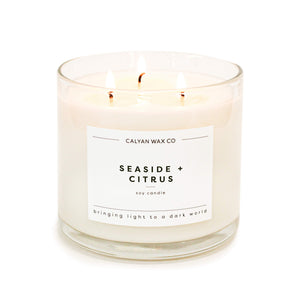 Seaside + Citrus 3-Wick Clear Glass Tumbler Soy Candle