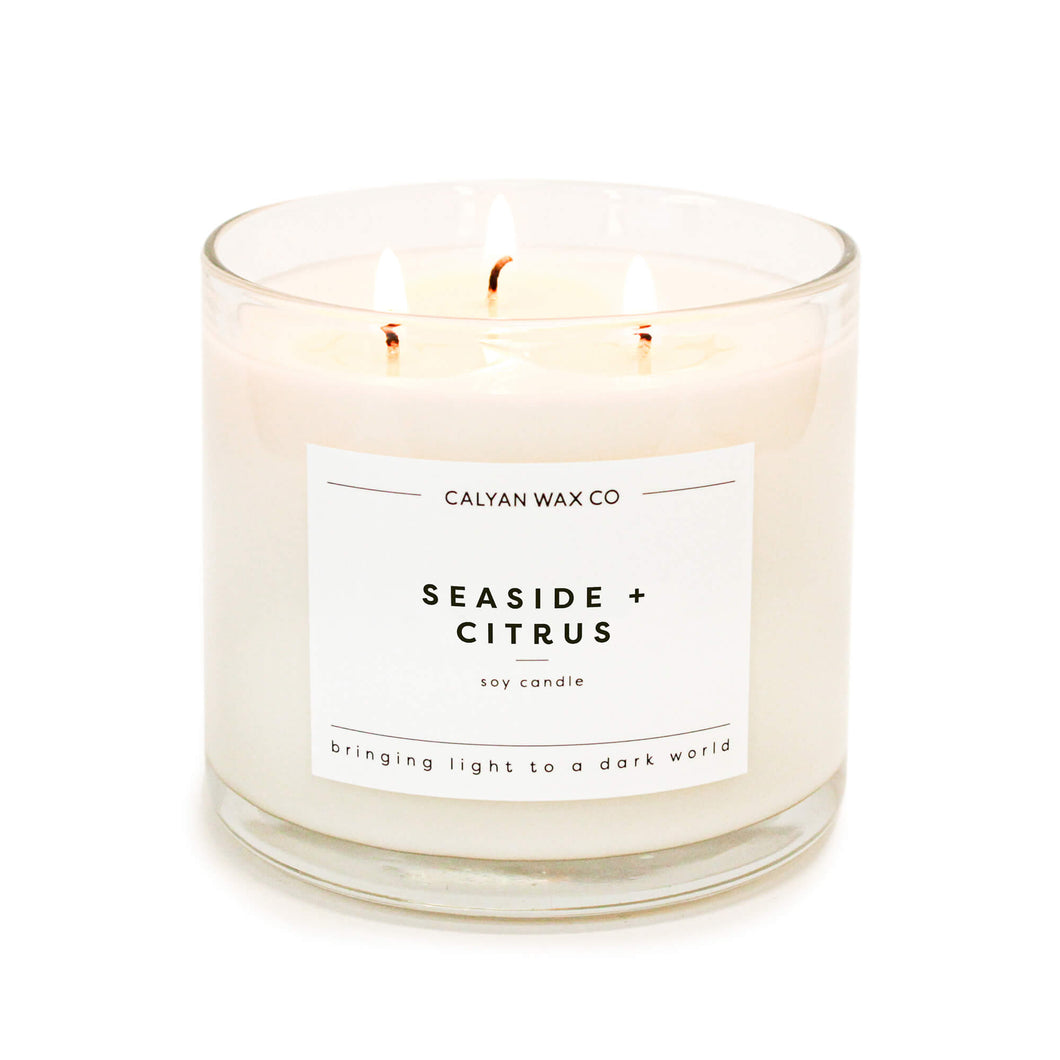 Seaside + Citrus 3-Wick Clear Glass Tumbler Soy Candle