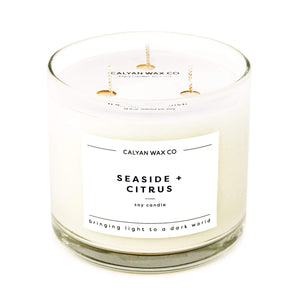 Seaside + Citrus 3-Wick Clear Glass Tumbler Soy Candle