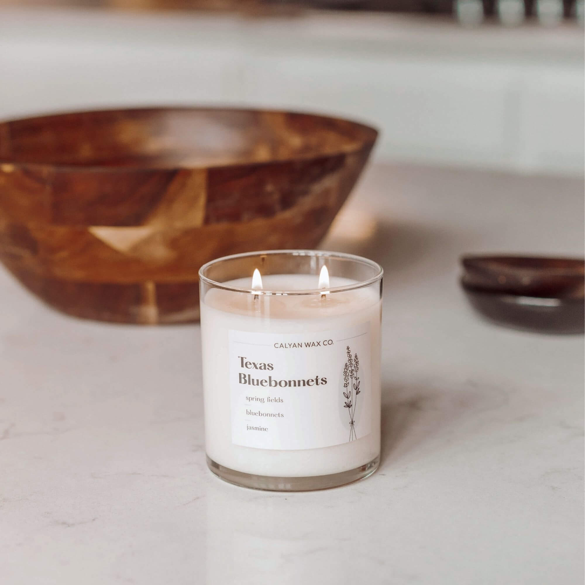 Texas Bluebonnet Glass Tumbler Soy Candle | Limited Release - Calyan Wax Co.