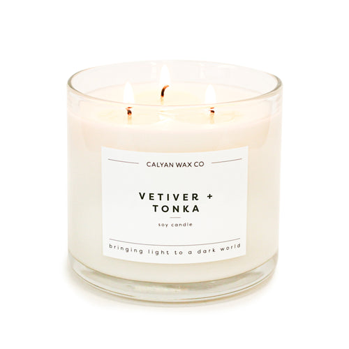 Vetiver + Tonka 3-Wick Clear Glass Tumbler Soy Candle
