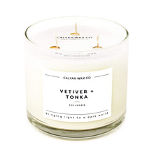 Load image into Gallery viewer, Vetiver + Tonka 3-Wick Clear Glass Tumbler Soy Candle